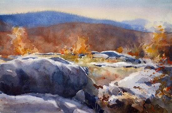 The View from the Mountain ©Sarah Yeoman Watercolor by Sarah Yeoman