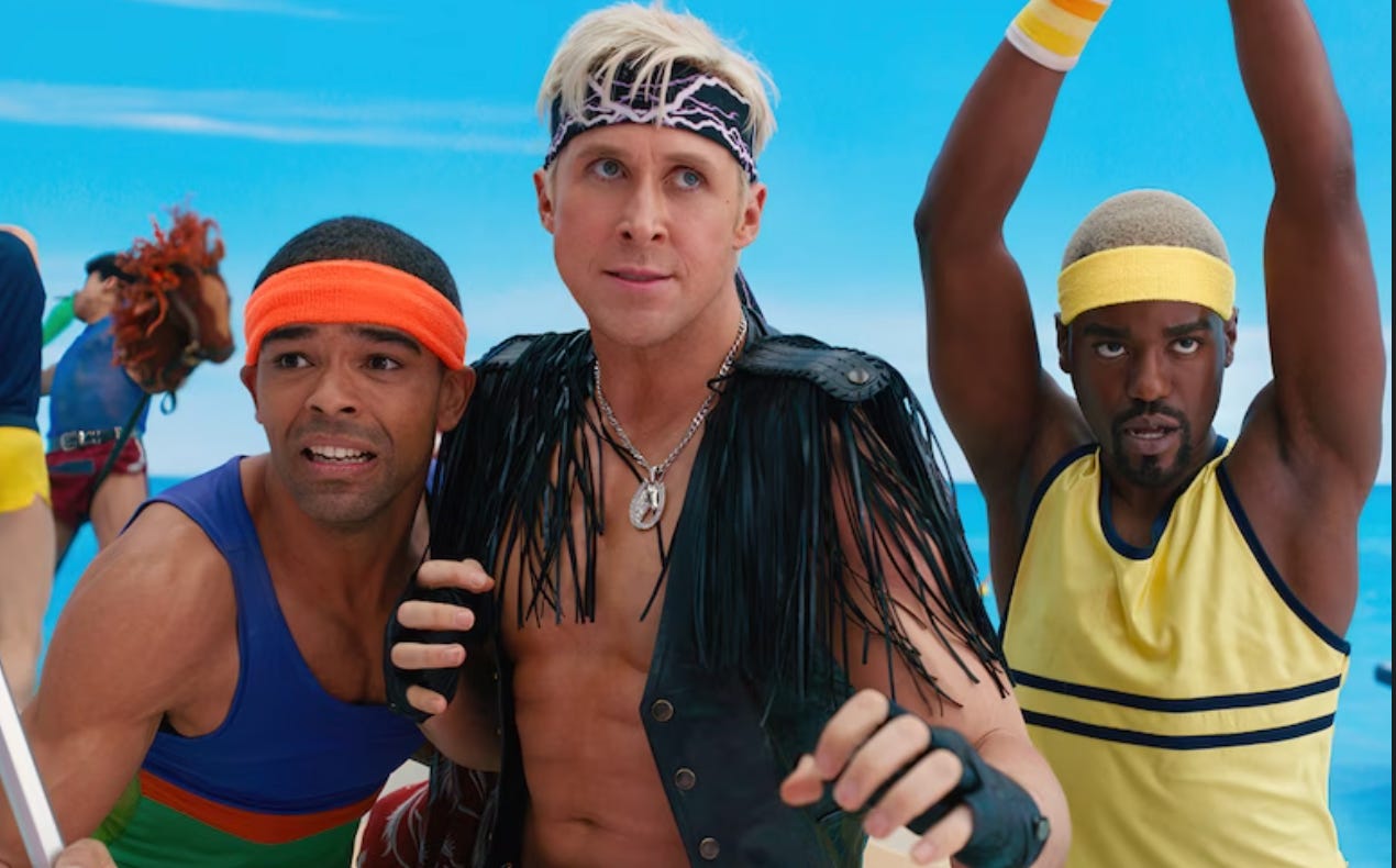 three Kens in weird clothes from Barbie
