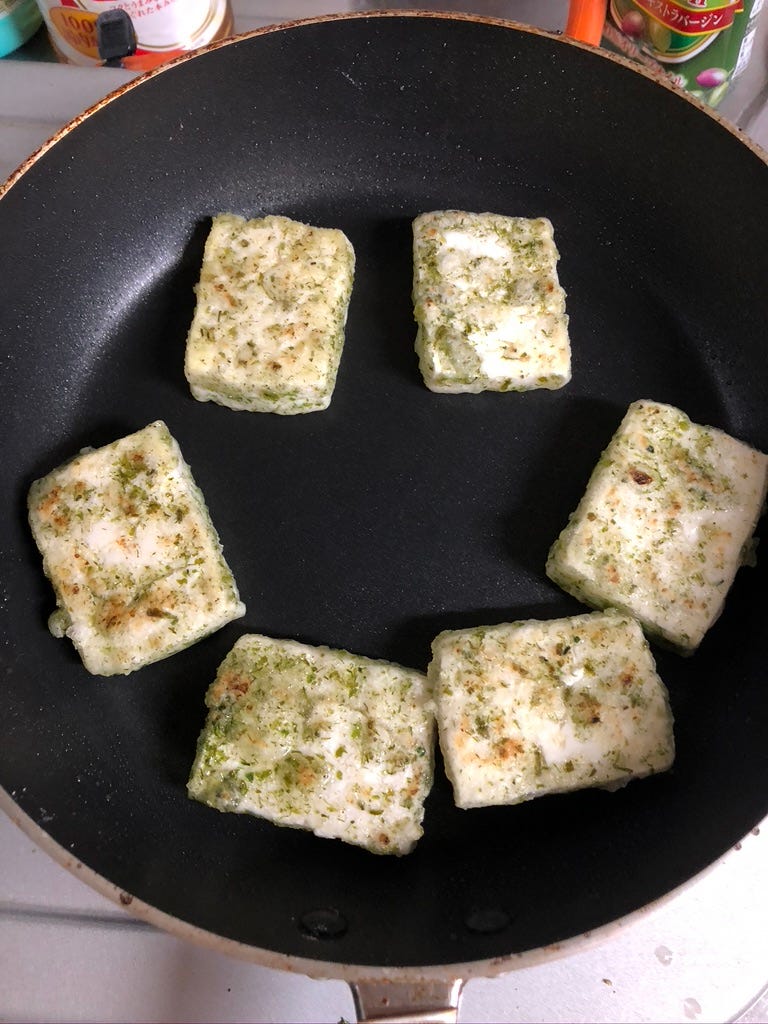 Simple grilled tofu and aonori