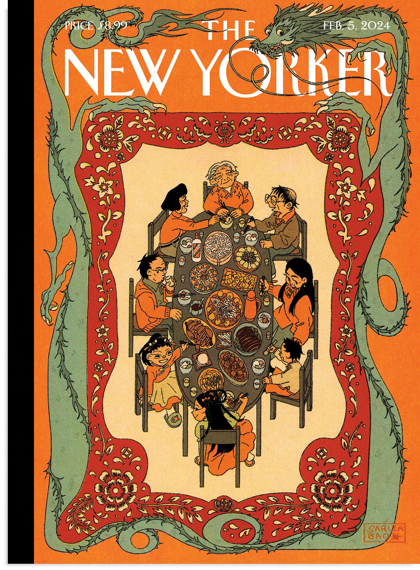 A family shares a meal to celebrate Lunar New Year.