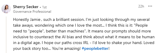 Jamie Bykov-Brett facilitating an Executive AI Institute session for directors Jamie Bykov-Brett facilitating an Executive AI Institute session for directors