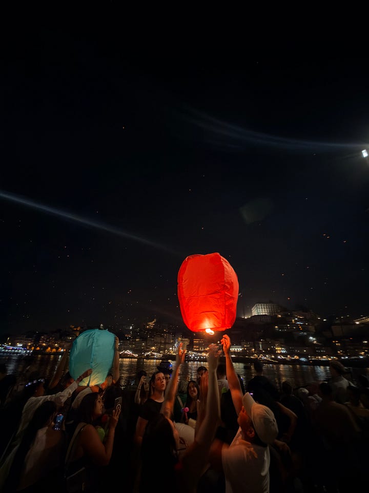 Festas de São João from plastic hammers, to lanterns, to lanterns in sky, to fireworks.