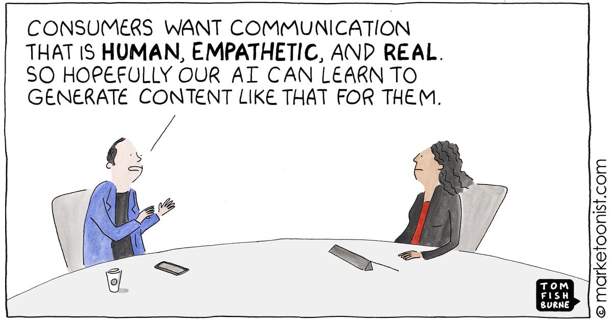 AI Generated Marketing Content cartoon - Marketoonist | Tom Fishburne