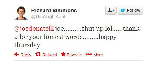 Me and Richard Simmons. A tweet from Richard Simmons.