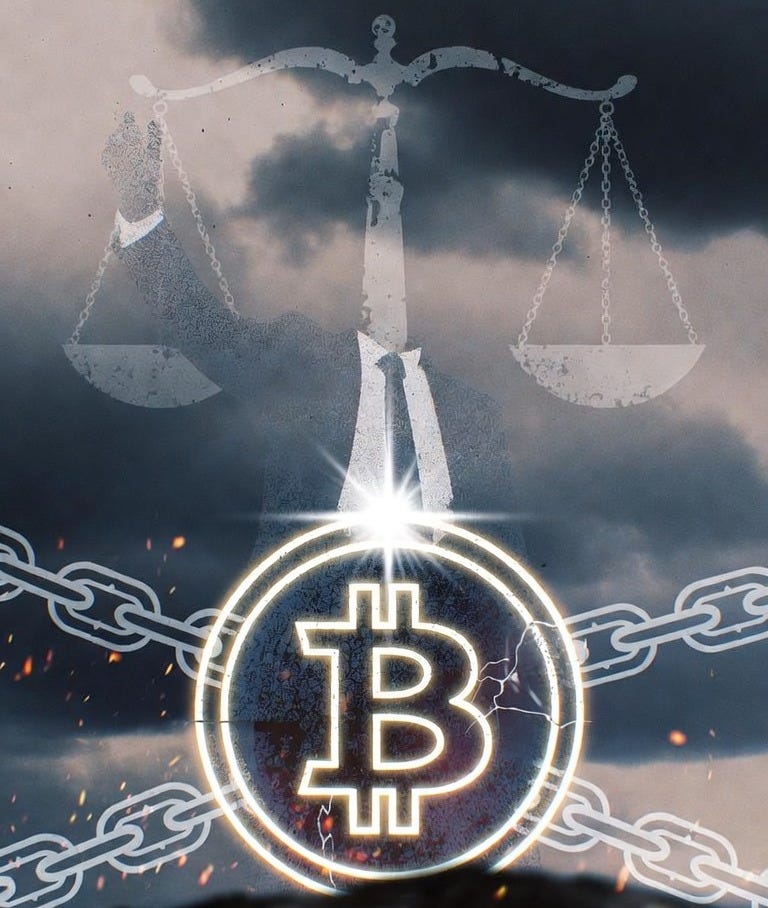 create a subtsack post cover image showing the unconstitutionality of the new illinois digital asset tax in an artistic way with less words and more symbolism