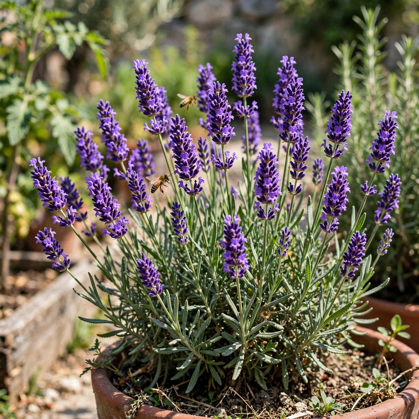Fleurs de lavande et abeilles