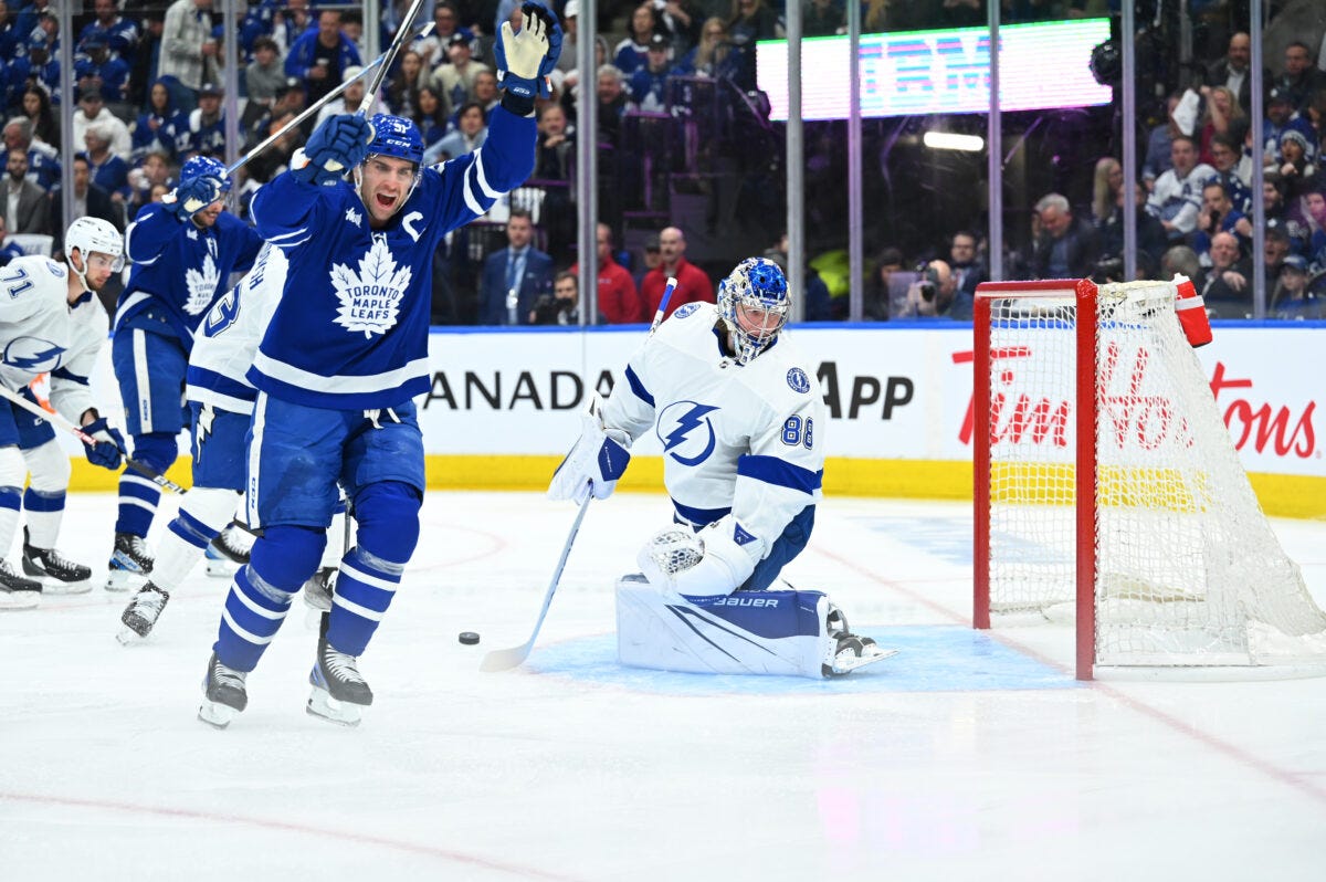 John Tavares Toronto Maple Leafs Andrei Vasilevskiy Tampa Bay Lightning John Tavares Toronto Maple Leafs Andrei Vasilevskiy Tampa Bay Lightning