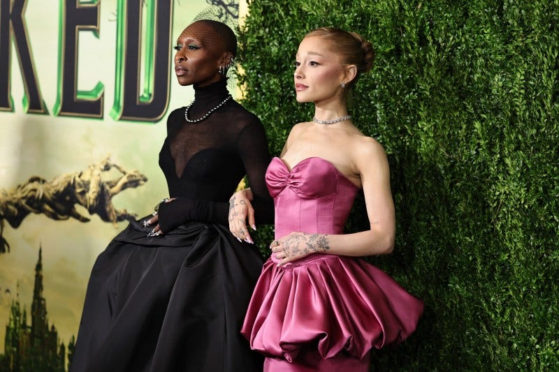 Wicked' Press Tour Looks: Ariana Grande Pink And Cynthia Erivo Green