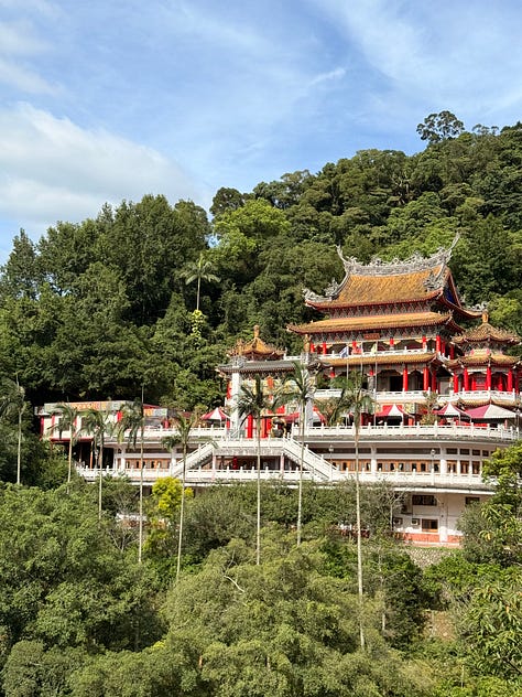 Images from a gondola right and temple visits in Taipei