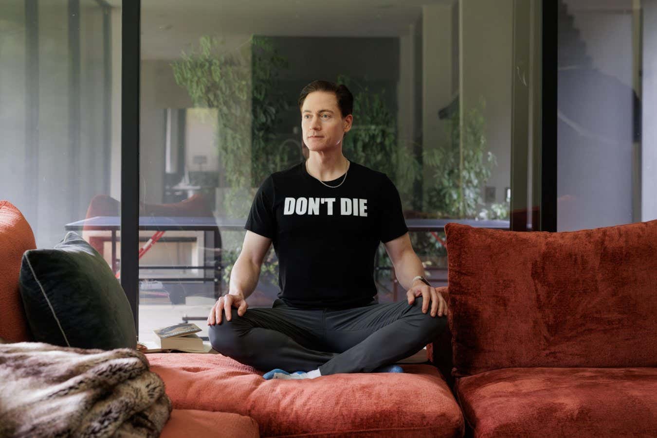 Tech entrepreneur and investor Bryan Johnson photographed at home in Los Angeles, Calif., November 15, 2023. Mr. Johnson spends several millions of dollars a year on efforts to slow down and reverse the aging of his body. Credit: Agaton Strom/Redux / eyevine For further information please contact eyevine tel: +44 (0) 20 8709 8709 e-mail: info@eyevine.com www.eyevine.com