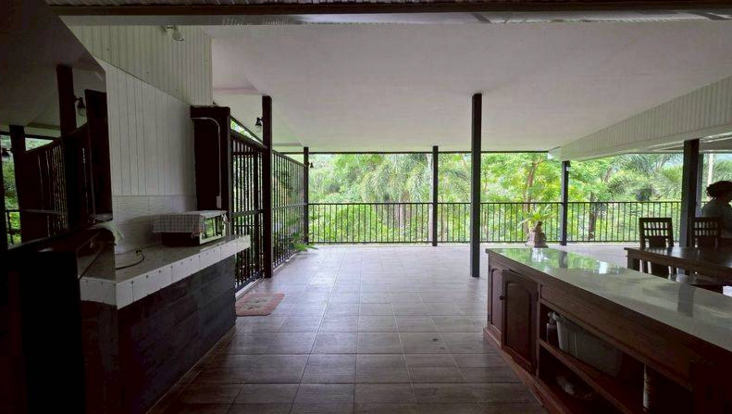 Outdoor kitchen and dining area.