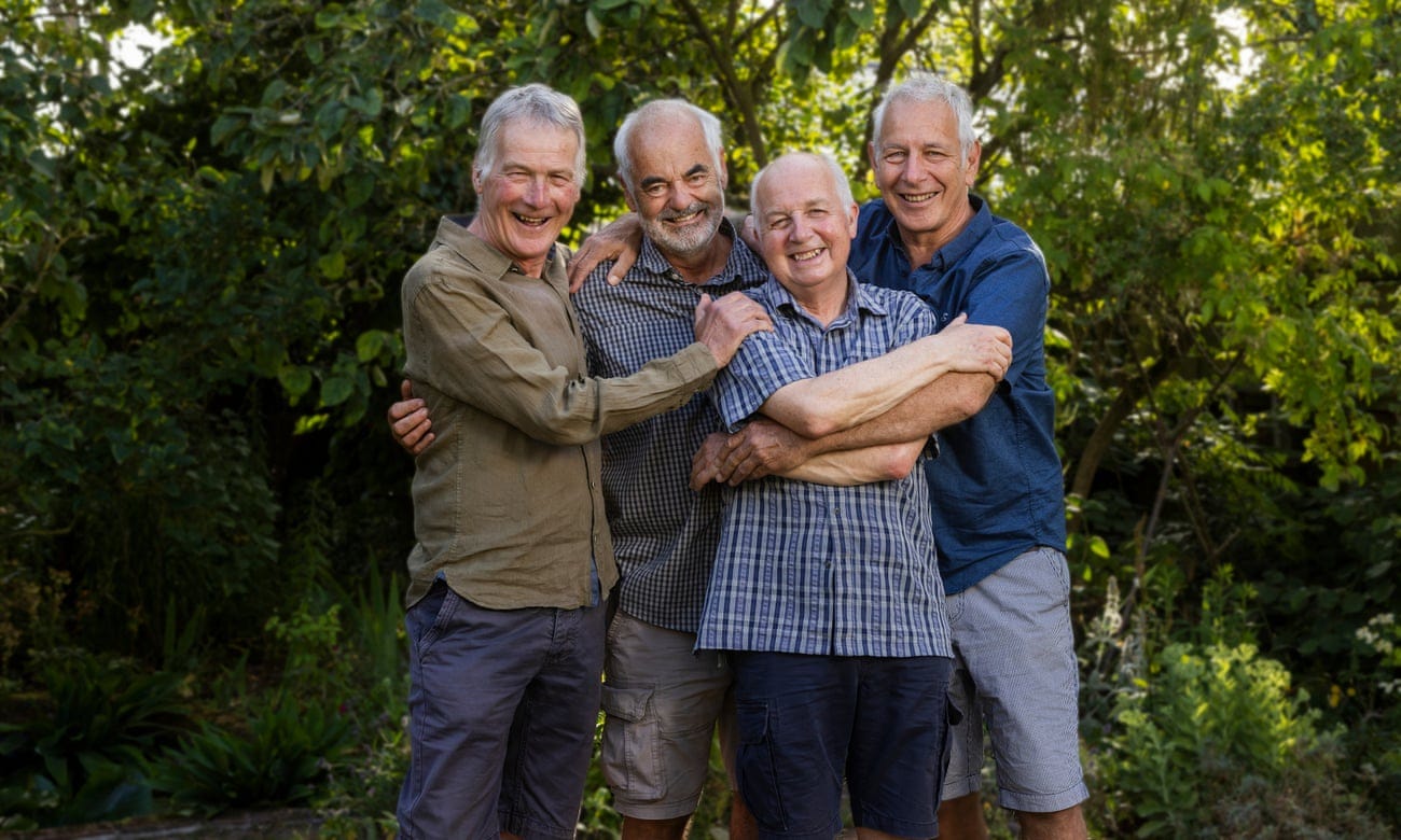 David Spiegelhalter having a group hug with current men’s group members Steve, Andy and Martin. David Spiegelhalter having a group hug with current men’s group members Steve, Andy and Martin.