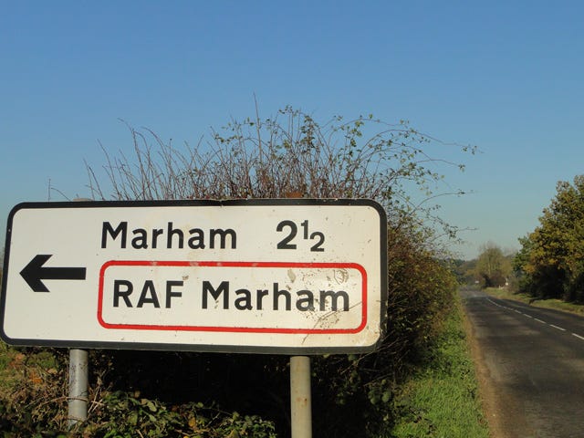 Sign to Marham and RAF Marham