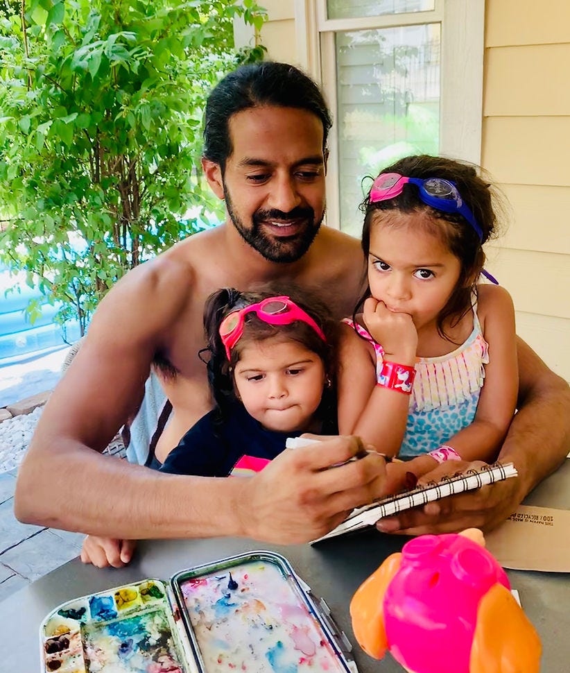 Kevin is painting Paw Patrol for his nieces.