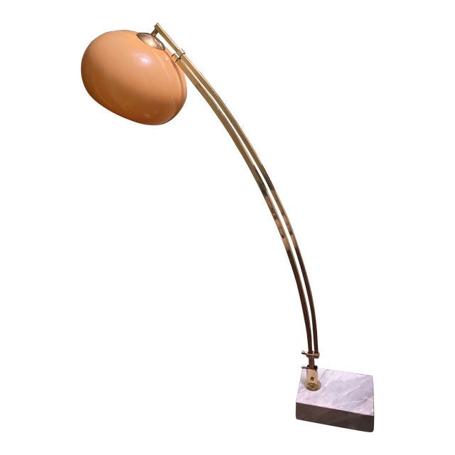 Mid-Century Modern Italian Marble Adjustable Arc Floor Lamp For Sale