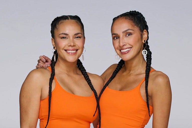 Rebecca Watt, right, and Rebecca Merasty in an Amazing Race Canada promotional photo.