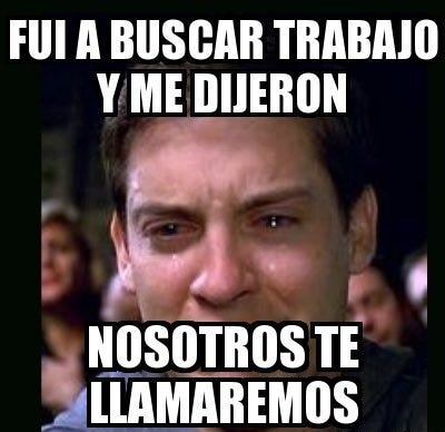 spiderman llorando, no lo llaman del trabajo