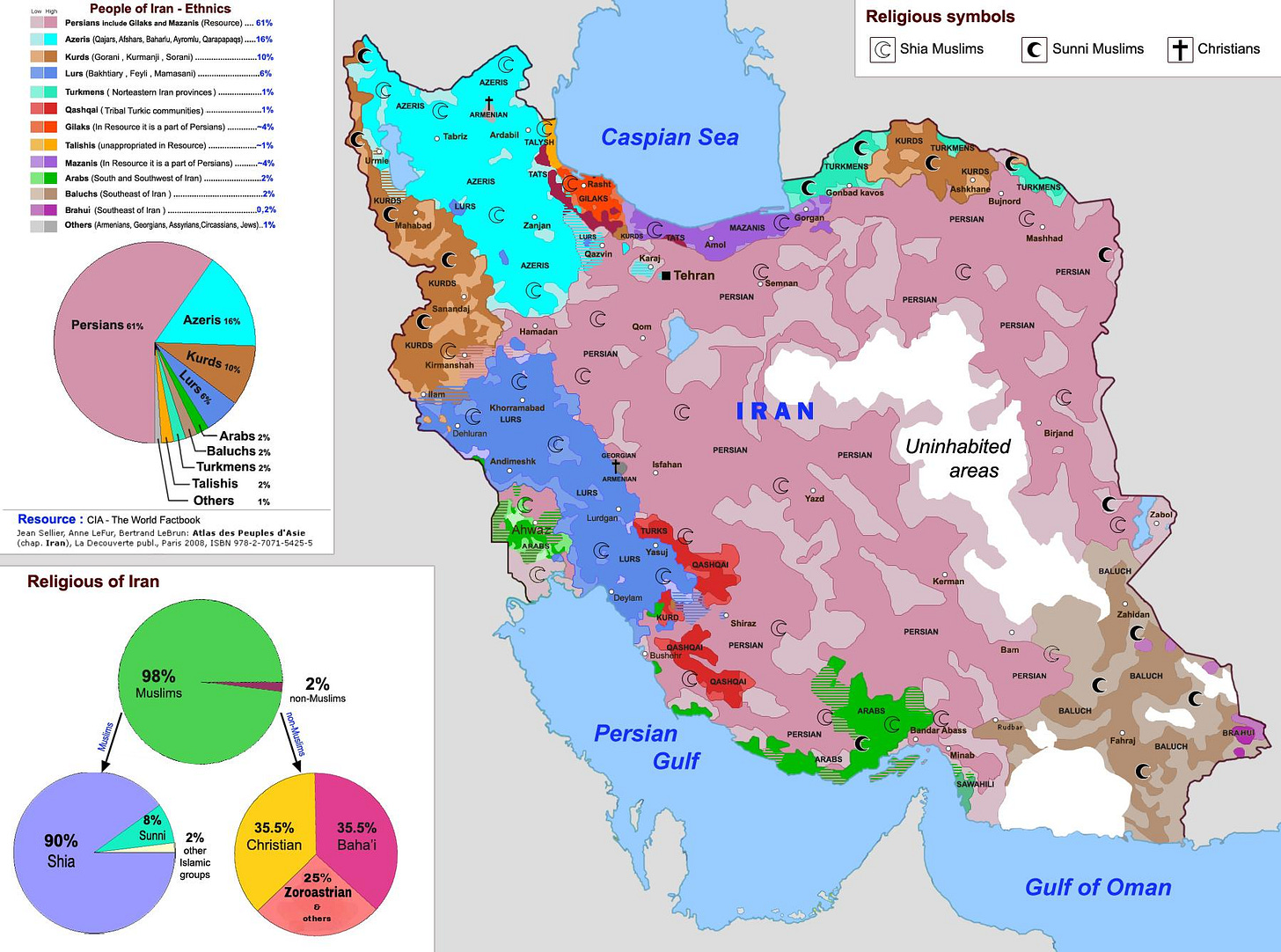 r/MapPorn - Map of Iran (Ethnicities and Religions)
