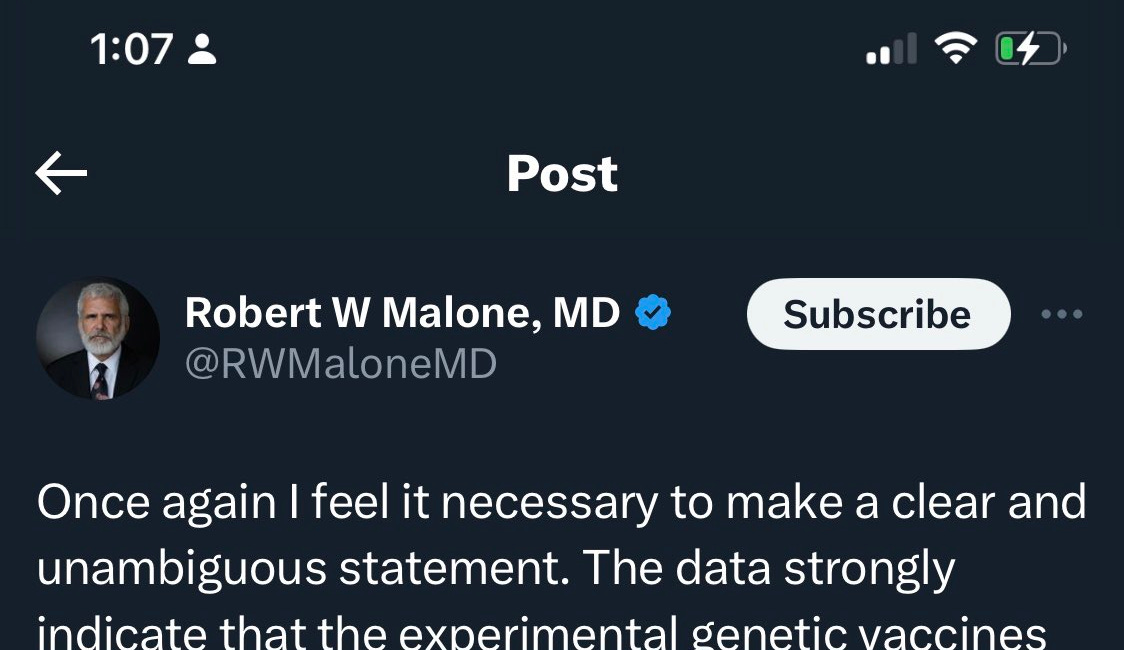 This is the bullshit cuck*ry we have been dealing with Malone for near 3 years now, double speak tripe where he thinks he is smarter than you/I, so here goes Malone: show us/me the data! what data? 