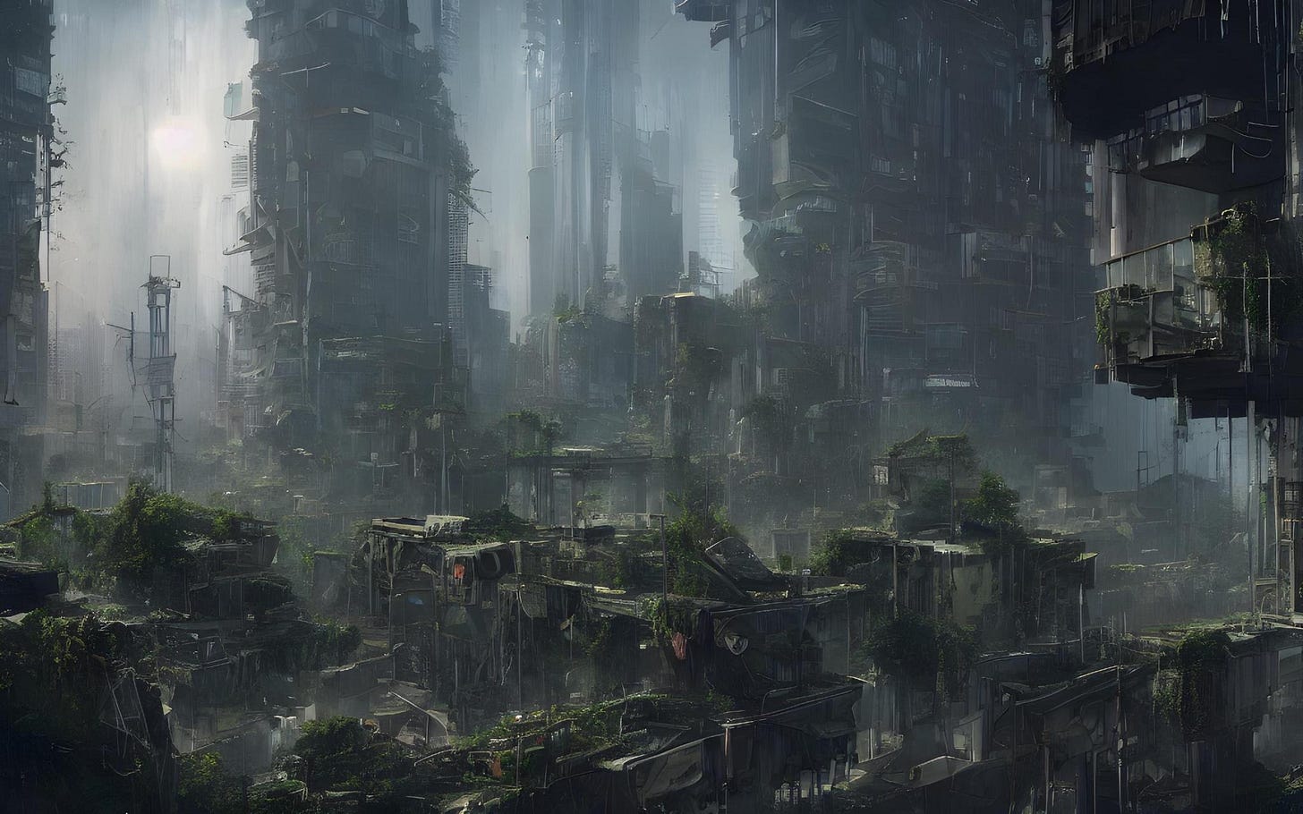 A decaying cityscape, generative AI
