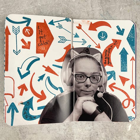 creative art journal pages in a small notebook