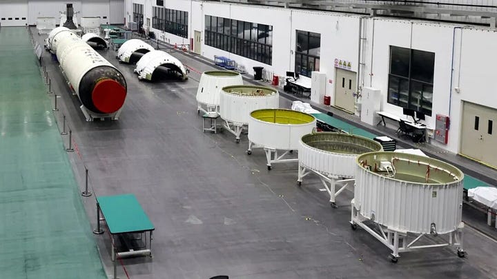 The Kinetica-1 Y15 vehicle during production efforts at CAS Space's Guangzhou factory.