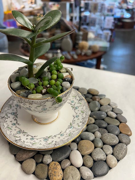 Beach stone mats and trivets