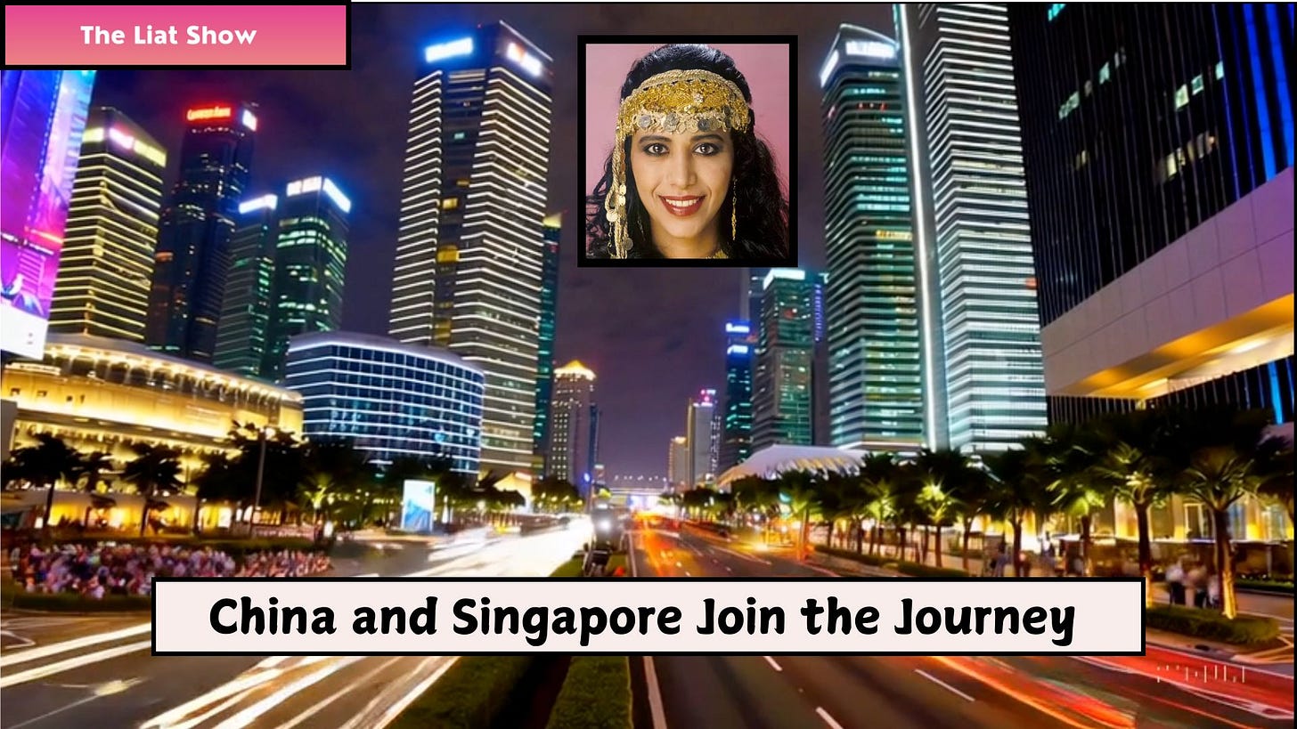 Liat Portal for The Liat Show shares a visual collage of Ofra Haza framed against the skyscrapers of Singapore. The contrast of her traditional Yemeni jewelry with the modern city lights highlights how The Liat Show connects music, culture, and history across borders. This image symbolizes the global journey of stories traveling from Israel to the Far East, just as Ofra Haza’s music first gained recognition abroad.