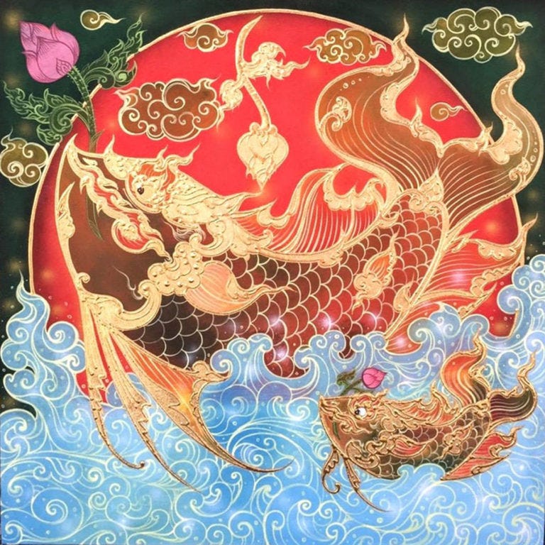 Best Thai Fish Painting For Sale Online l Royal Thai Art
