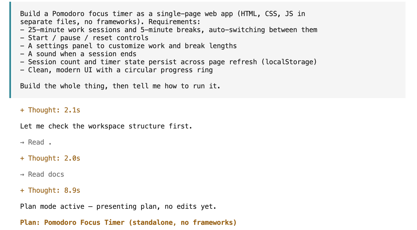 OpenCode planning a Pomodoro timer build with GLM 5.2 on Cloudflare Workers AI OpenCode planning a Pomodoro timer build with GLM 5.2 on Cloudflare Workers AI