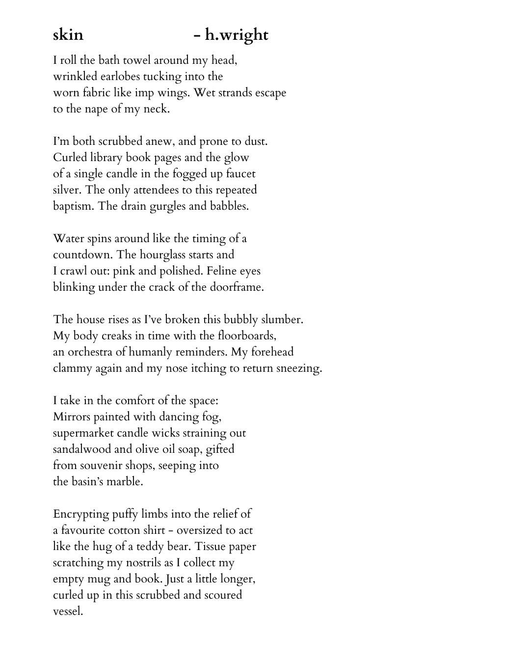 The poem 'skin' as an image