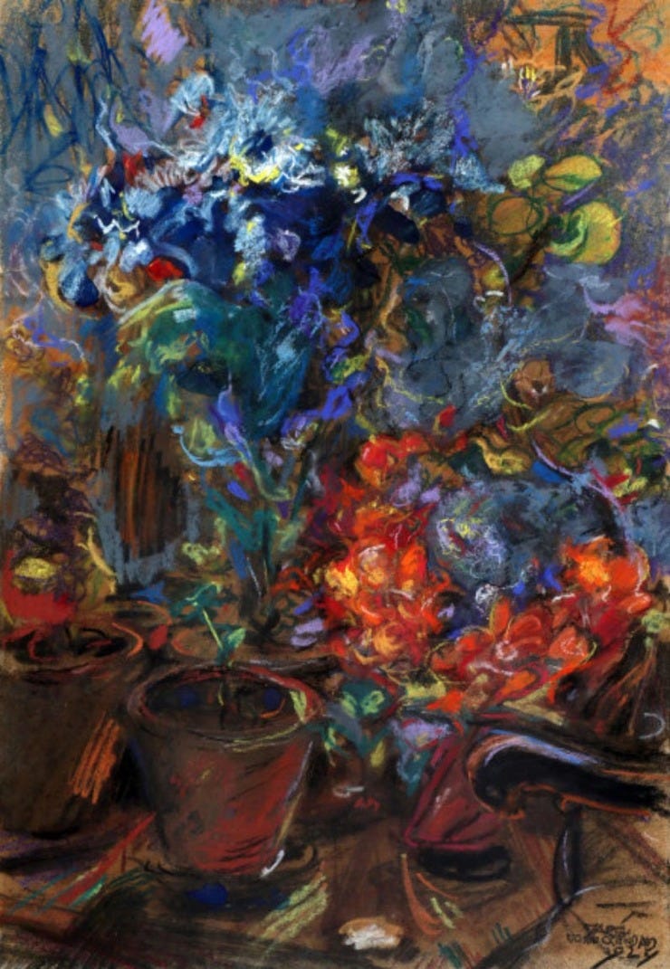 'Bloemstilleven' 1924 - pastel: Martin Monnickendam (kavel 148 Van Zadelhoff Veilingen)