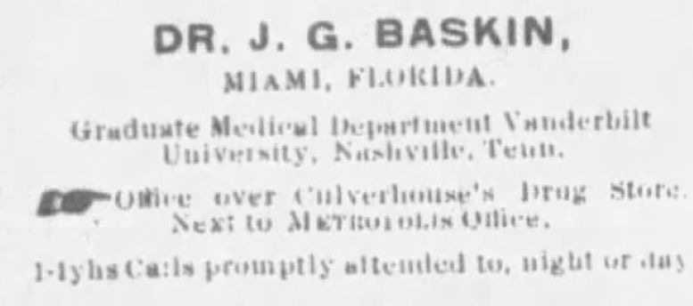 Figure 1: Ad in the Miami Metropolis in 1896. Figure 1: Ad in the Miami Metropolis in 1896.