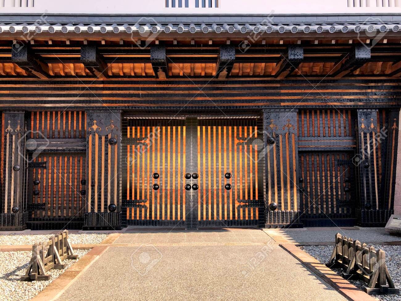 Front Gate Of Kanazawa Castle Detail Of Building And Pattern Design In Japan  Stock Photo, Picture and Royalty Free Image. Image 138559651.