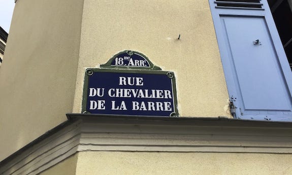 MyFrenchLife™ - Laïcité - Rue du Chevalier de la Barre street sign MyFrenchLife™ - Laïcité - Rue du Chevalier de la Barre street sign