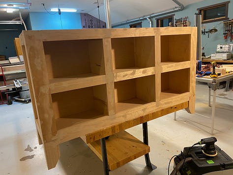 TV console under construction.