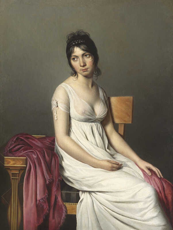 Circle of Jacques-Louis David | Portrait of a Young Woman in White (ca.  1798) | Artsy