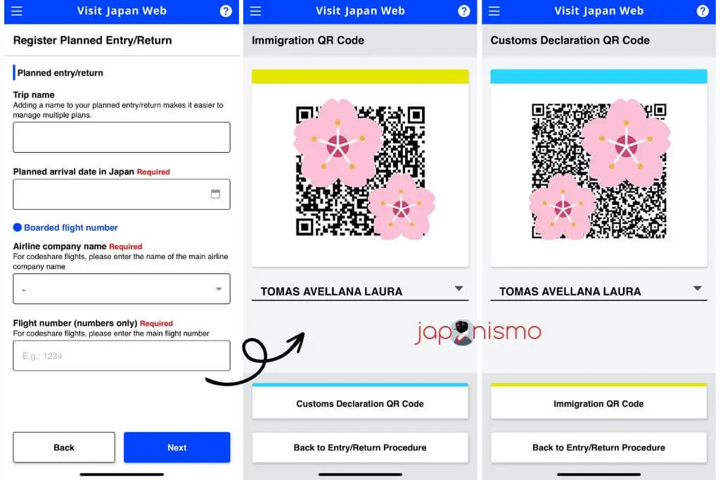 Inmigración y aduanas en Visit Japan Web