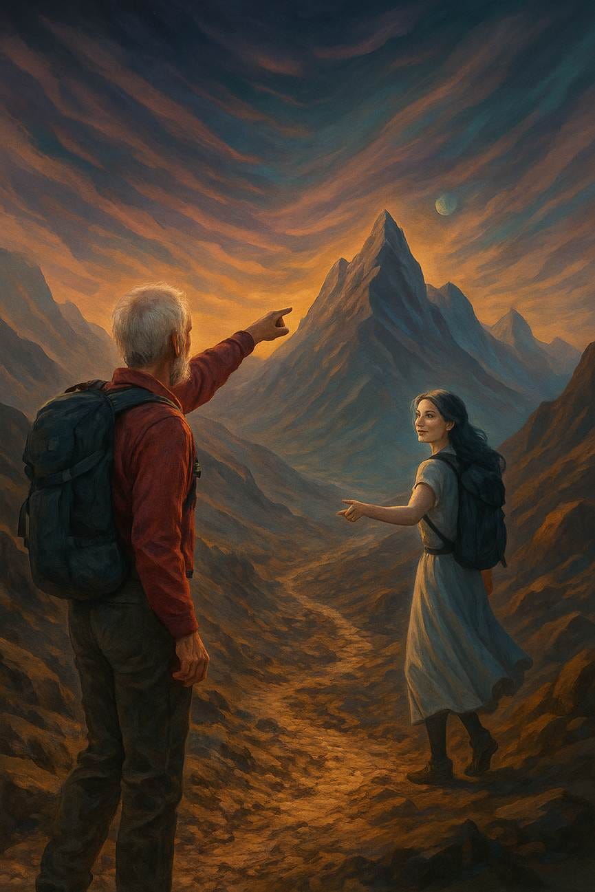 A person pointing at a person in a mountain

AI-generated content may be incorrect.