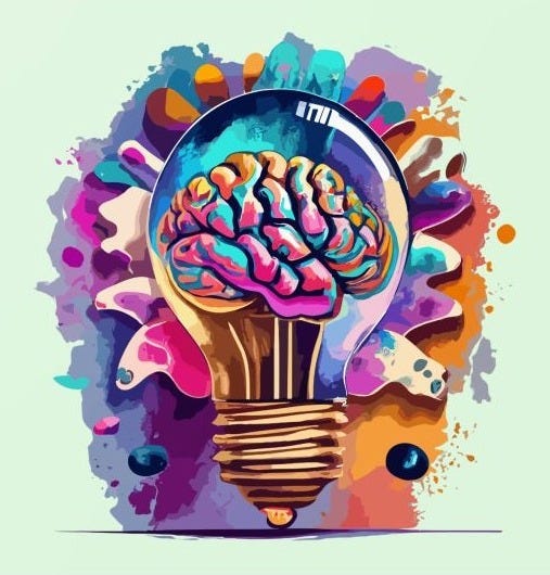 Creative Brain Lightbulb Wall And Art Print