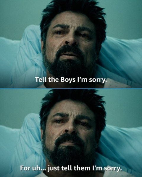 The Boys Butcher apologizing for compound v use The Boys Butcher apologizing for compound v use