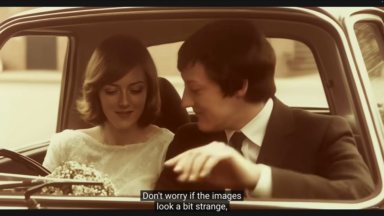 Still from AI-generated sequence in FT drama Recall Me Maybe