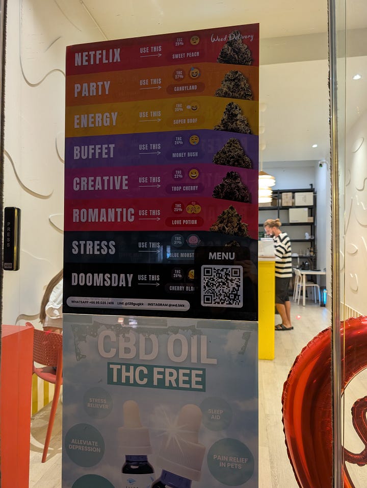 Chatuchak market, bar, and dispensary