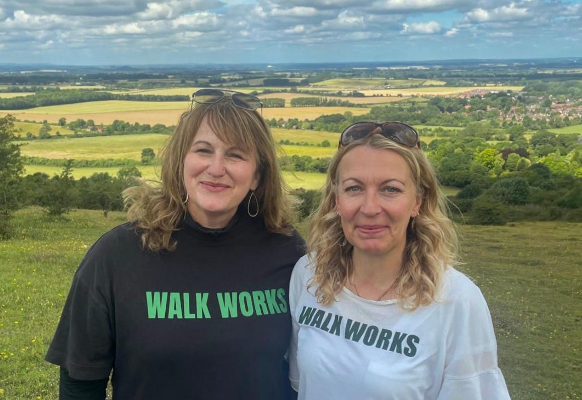 The image shows Walk Works co-founders Liz Bradbury and Caroline Gratrix