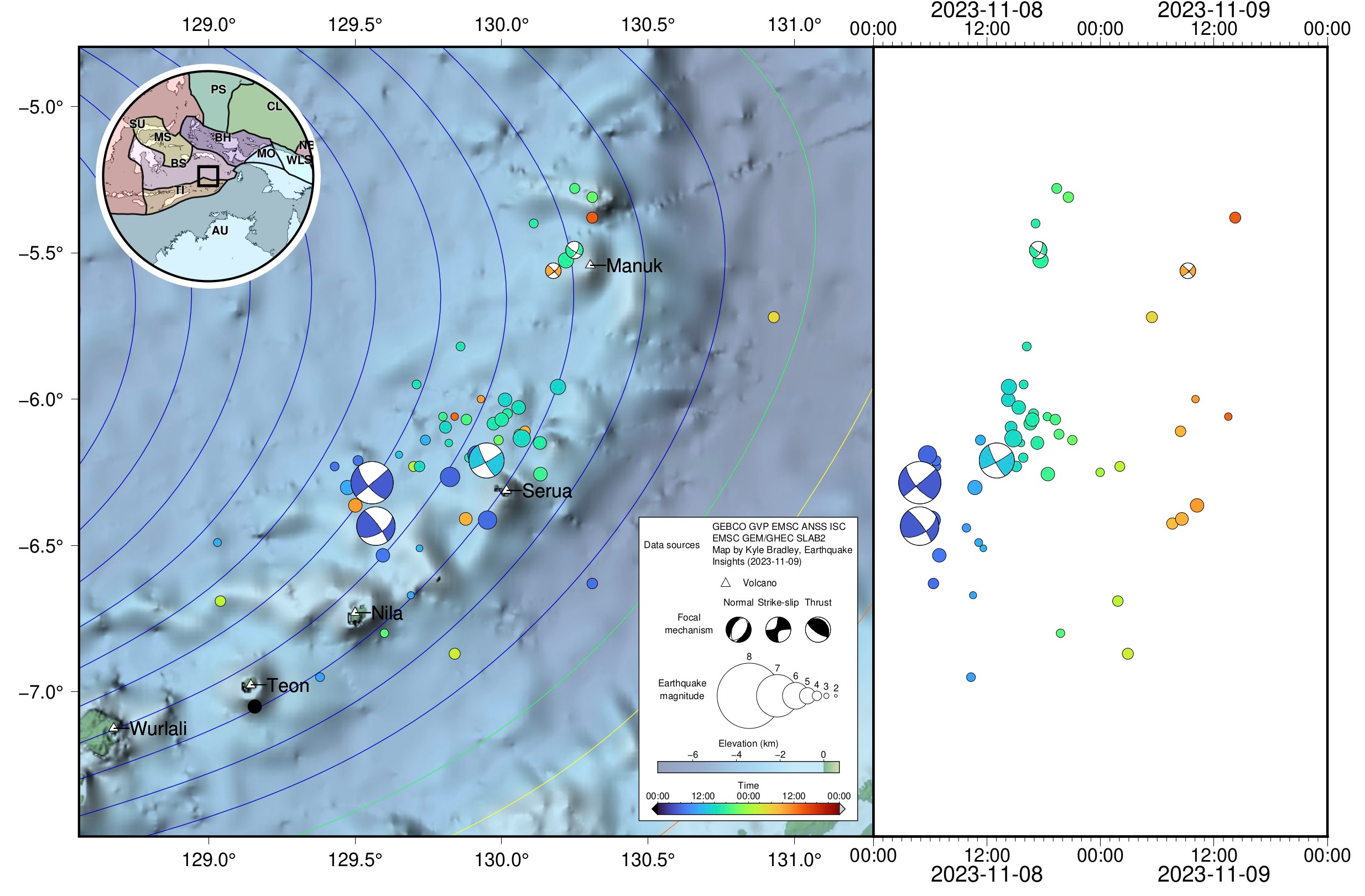 Mw7.1, 6.7, and 6.7 earthquakes in the Banda Sea