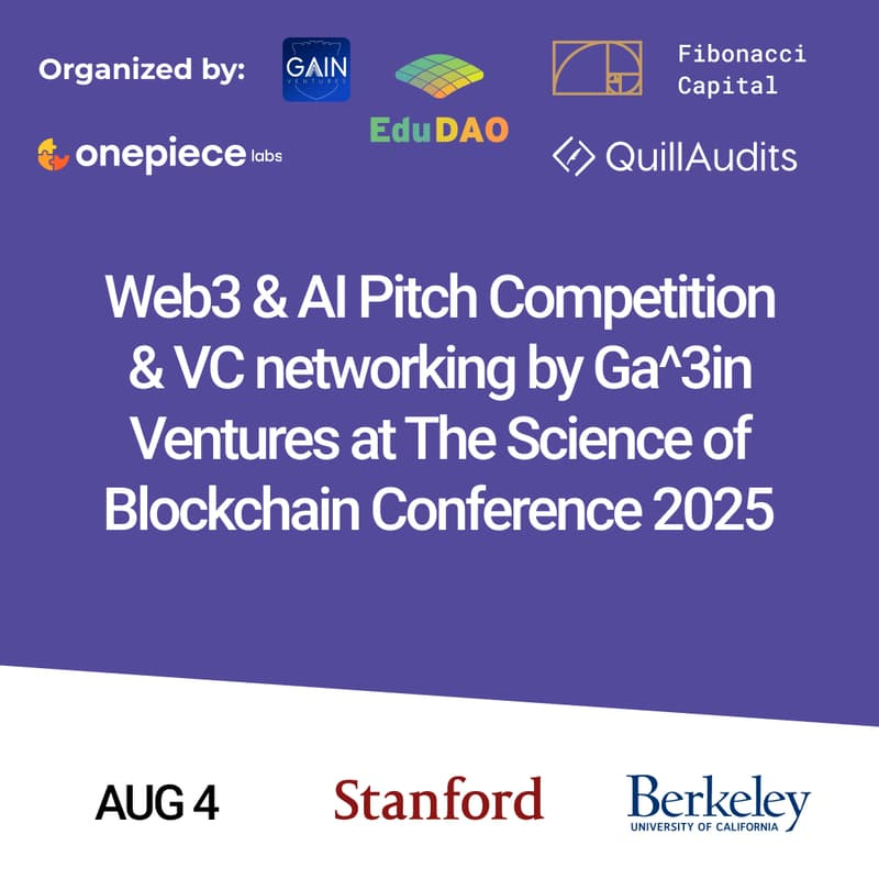 Web3 & AI Pitch Competition & VC networking by Ga^3in Ventures x Fibonacci Capital at SBC 的封面图片