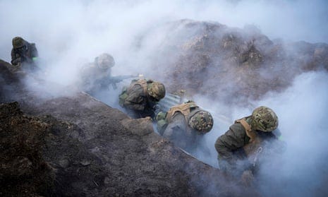 Ukrainian soldiers take part in a trench warfare training exercise on Thursday in an unspecified location in the UK Ukrainian soldiers take part in a trench warfare training exercise on Thursday in an unspecified location in the UK