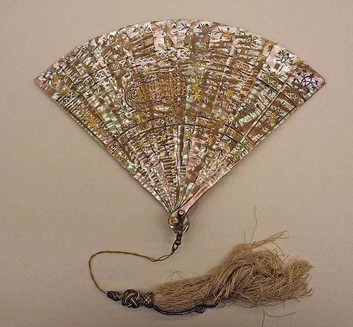 hand fan, shell, silk, metal, French