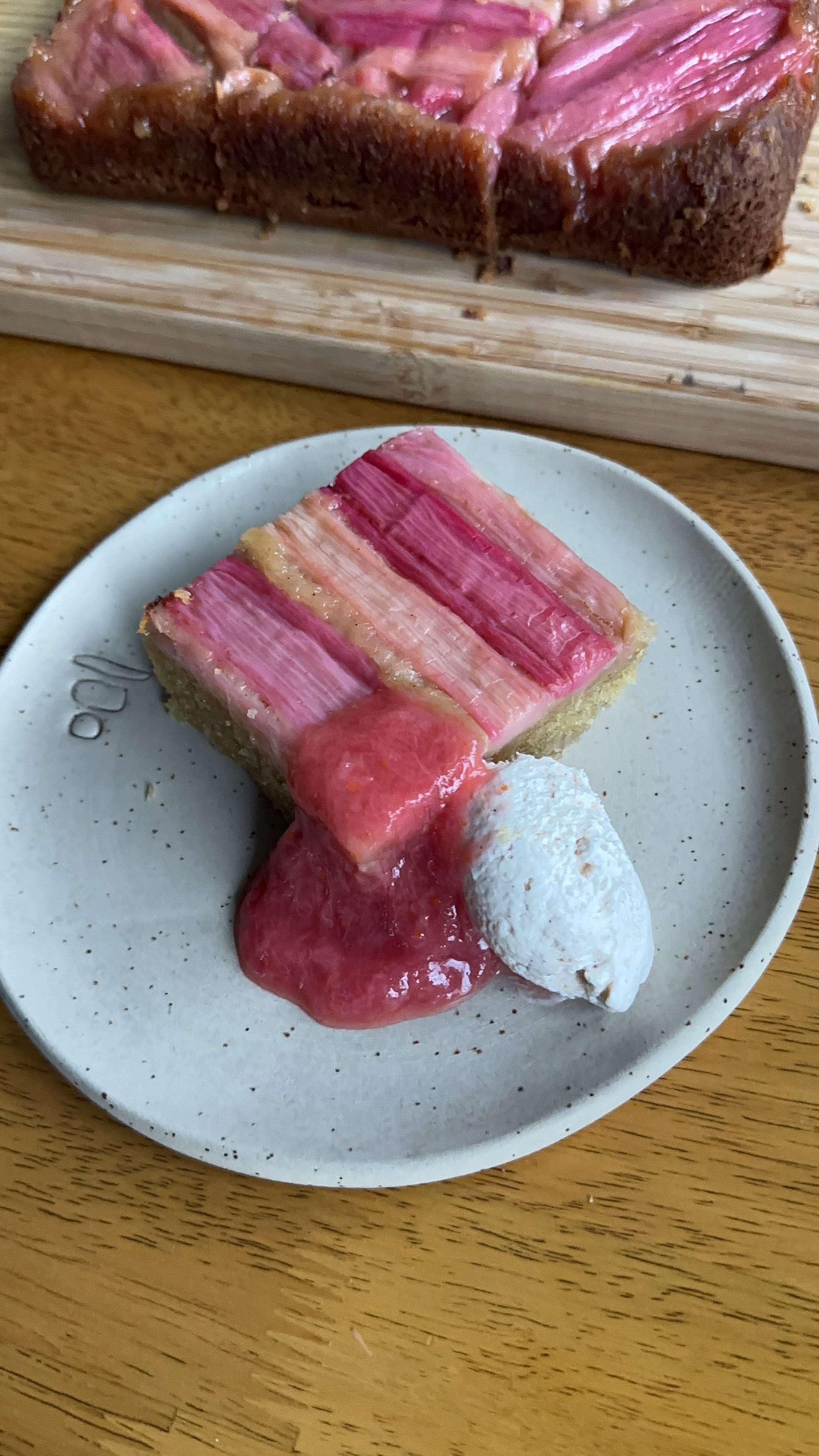 Rhubarb & Citrus Upside-Down Cake - by Laila Mirza