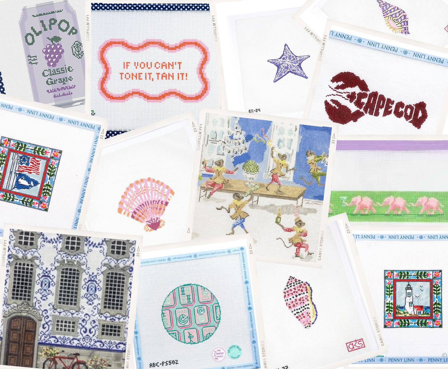 Needlepoint canvas collage